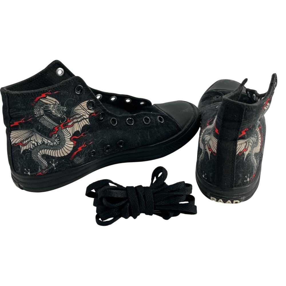 RAAD Shop Dragon Graphic High Top Sneakers Black Canvas Mens 6 Womens 7.5